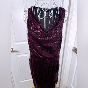 Xscape maroon sequin dress
